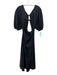 Nasty Gal Size 4 Black Cotton Puff Sleeves Cut Out Detail Maxi Zip Back Dress Black / 4