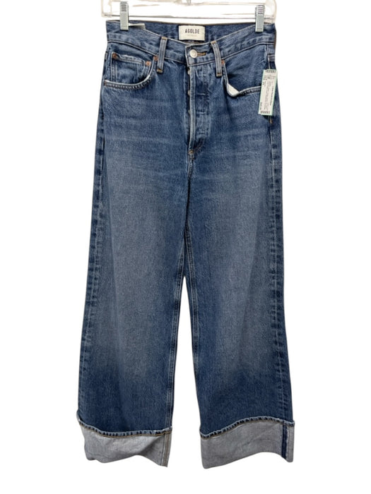 Agolde Size 24 Medium Wash Cotton Button Fly Wide Leg Cuffed Ankle Jeans Medium Wash / 24
