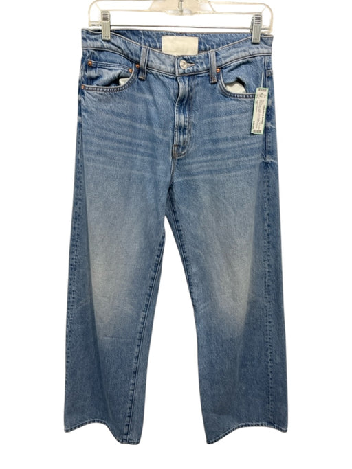 Mother Superior Size 25 Blue Wash Cotton Zip & Button Whiskering Wide Leg Jeans Blue Wash / 25