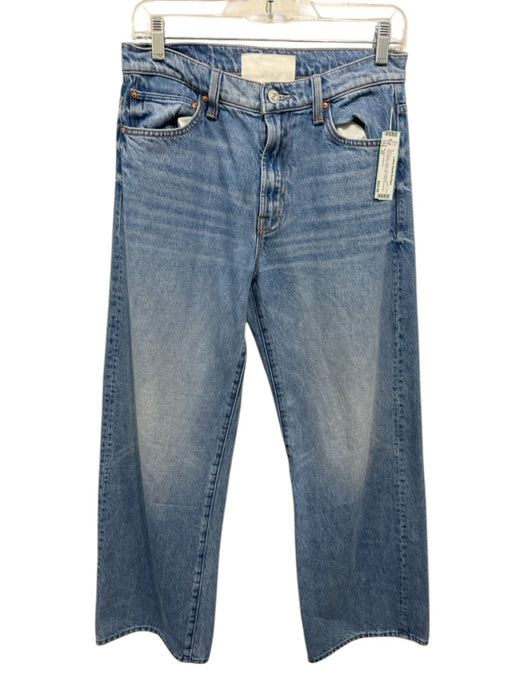 Mother Superior Size 25 Blue Wash Cotton Zip & Button Whiskering Wide Leg Jeans Blue Wash / 25
