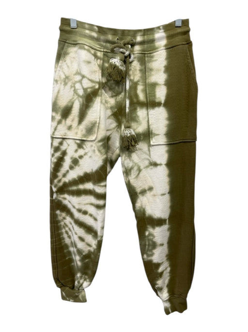 Ulla Johnson Size S Green & White Cotton Elastic Waist Patch Pocket Jogger Pants Green & White / S