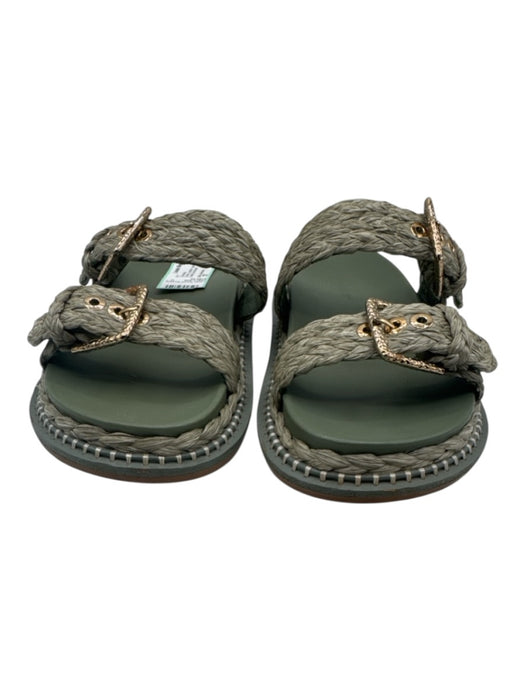 Ulla Johnson Shoe Size 37 Green Leather open toe Raffia Buckle Detail Sandals Green / 37