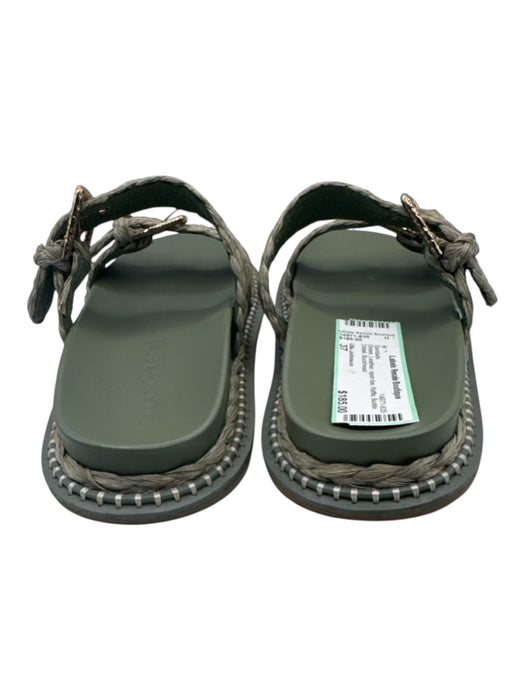 Ulla Johnson Shoe Size 37 Green Leather open toe Raffia Buckle Detail Sandals Green / 37
