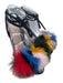 Loeffler Randall Shoe Size 7B Black & Multi Suede Faux Fur Wrap Ankle Sandals Black & Multi / 7B