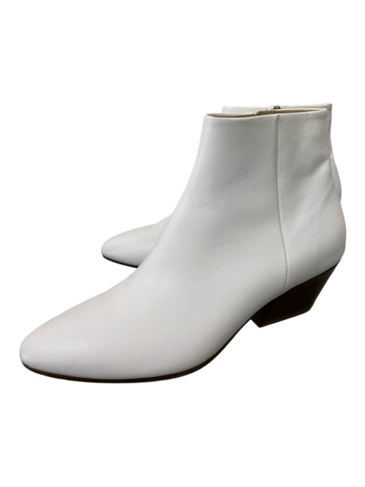 Vince Shoe Size 9 White & Brown Leather Pointed Toe Inner Side Zip Ankle Booties White & Brown / 9