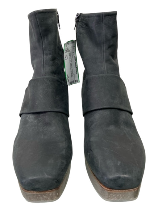 Coclico Shoe Size 39.5 Charcoal Gray Leather Square Toe Inner Side Zip Booties Charcoal Gray / 39.5