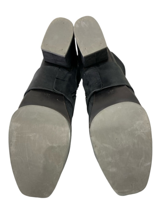 Coclico Shoe Size 39.5 Charcoal Gray Leather Square Toe Inner Side Zip Booties Charcoal Gray / 39.5