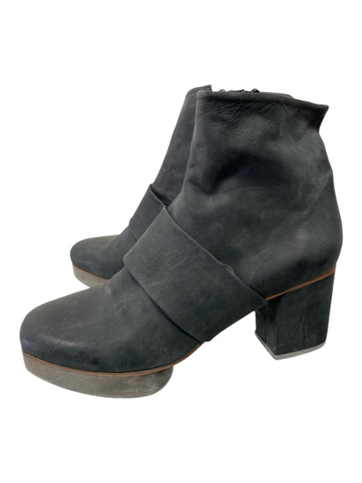 Coclico Shoe Size 39.5 Charcoal Gray Leather Square Toe Inner Side Zip Booties Charcoal Gray / 39.5