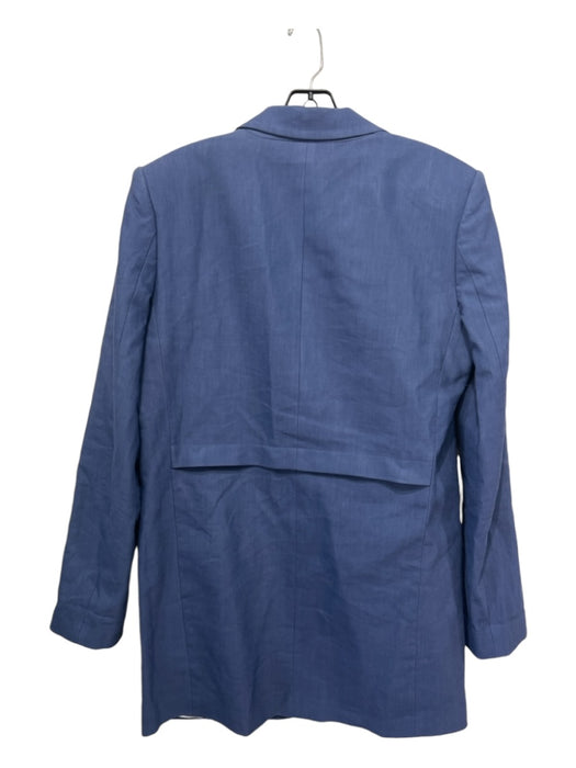 Tibi Size 6 Blue Viscose & Linen Blend Blazer 2 button Shoulder Bag Jacket Blue / 6