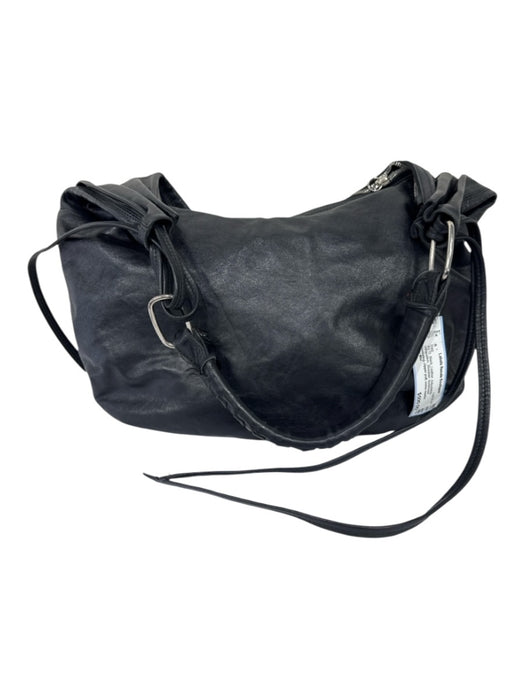 Miu Miu Black Leather Adjustable Whipstitch Shoulder Bag Black / M
