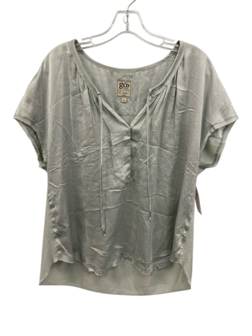 Go > Go Silk Size M Seafoam Green Silk & Cotton Tie V Neck Cap Sleeve Top Seafoam Green / M