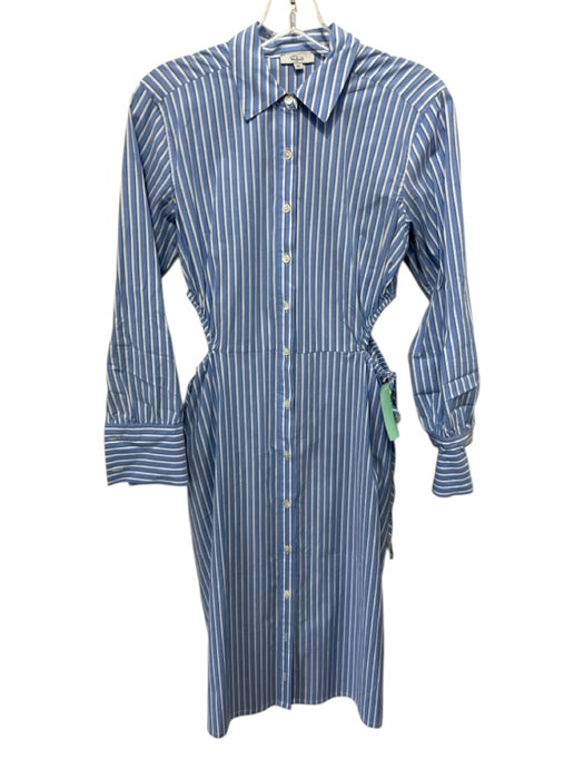 Rails Size XS White & Blue Cotton Blend Striped 1/2 Sleeve Side Cut Outs Dress White & Blue / XS
