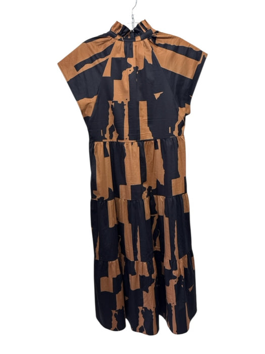CROSBY by Mollie Burch Size XXS Black & Brown Cotton Blend Abstract Print Dress Black & Brown / XXS