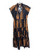 CROSBY by Mollie Burch Size XXS Black & Brown Cotton Blend Abstract Print Dress Black & Brown / XXS
