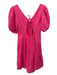 XiRENA Size XS Pink Cotton Gauze Double V Puff 1/2 Sleeve Tie Back Dress Pink / XS