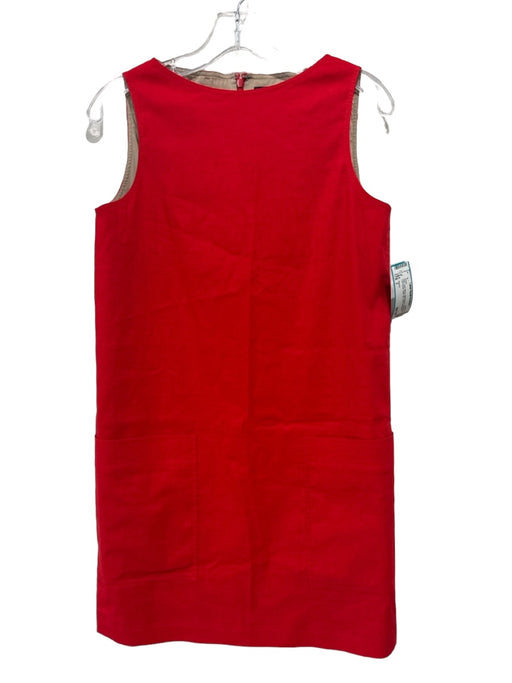 Theory Size 2 Red Linen Blend Wide Neck Sleeveless Flat Pocket Back Zip Dress Red / 2