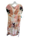 Lacausa Size S Beige Navy & Pink Velvet Tie Dye Shift Wide Neck Dress Beige Navy & Pink / S