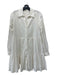 Veronica Beard Size 0 White Cotton Eyelet Overlay Button Front Tiered Dress White / 0