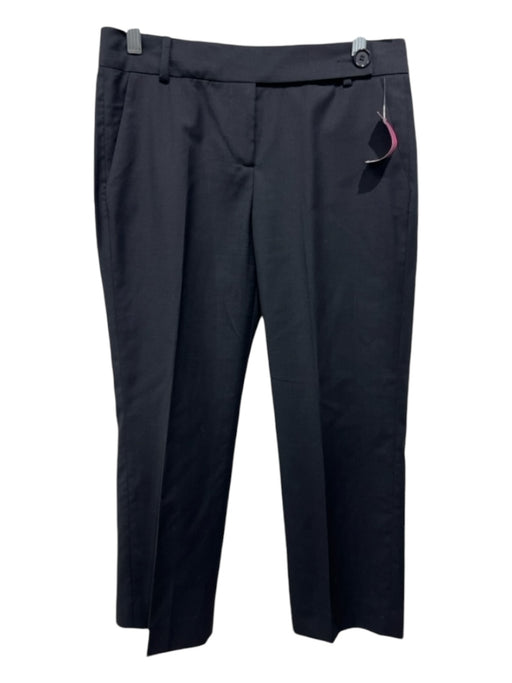 Holt Renfrew Size 4 Black Wool & Spandex Zip & Button Side Pockets Trouser Pants Black / 4