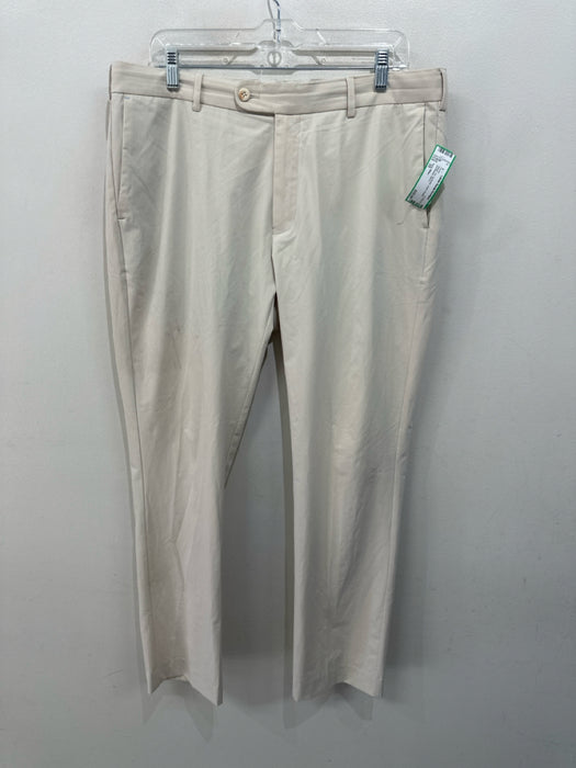 Peter Millar Size 35 Beige Synthetic Solid Khakis Men's Pants