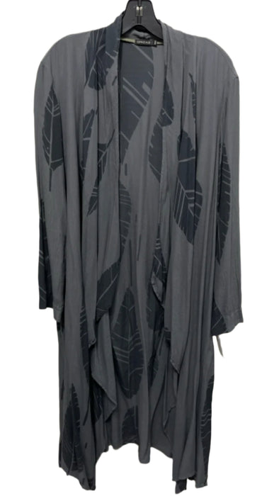 Grizas Size S/M gray multi Viscose Long Sleeve Leaf Print Duster Cardigan