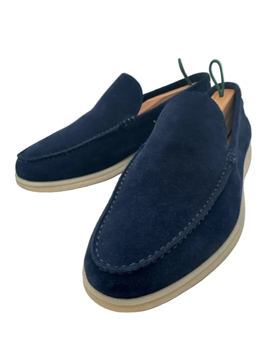 Loro Piana Shoe Size 42 Like New Navy Suede Solid Dress Men's Shoes