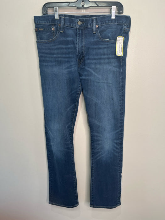 Polo Size 33 Medium Light Wash Cotton Blend Solid Jean Men's Pants