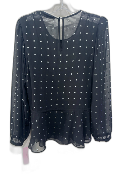 IRO Size 36 / Small Black & Silver No Fabric Tag Sheer Studded Tie Waist Top Black & Silver / 36 / Small