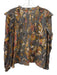 Ulla Johnson Size 4 Brown, Yellow & Orange Silk Gold Thread V Neck Top Brown, Yellow & Orange / 4