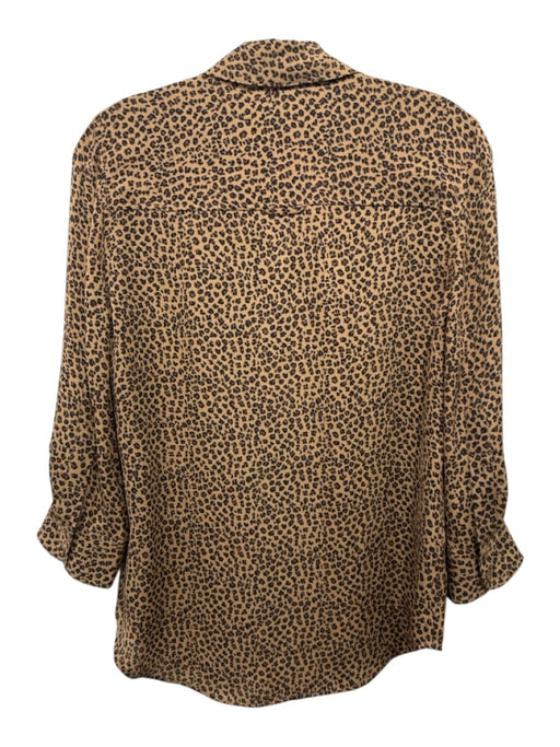 L'agence Size S Brown & Black Silk V Neck Leopard Long Sleeve Button Down Top Brown & Black / S