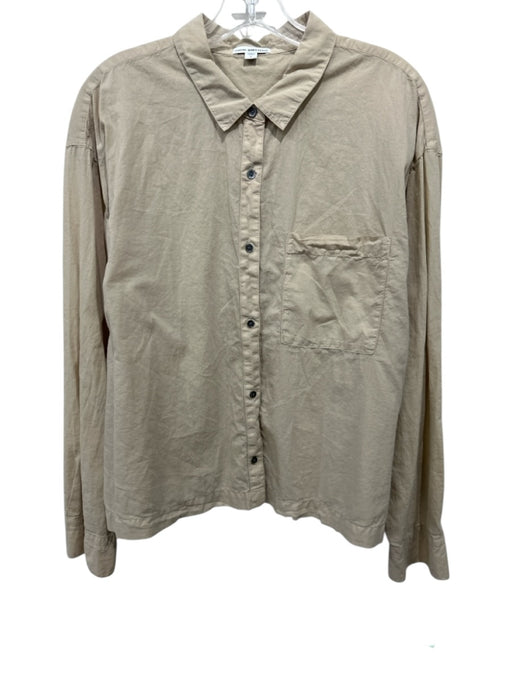 Standard James Perse Size 4 Khaki Cotton Long Sleeve pocket Button Down Top Khaki / 4