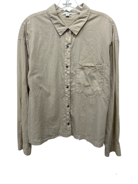 Standard James Perse Size 4 Khaki Cotton Long Sleeve pocket Button Down Top Khaki / 4