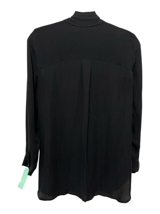 Marie Oliver Size S Black Silk Surplice Hook & Eye Long Sleeve Top Black / S