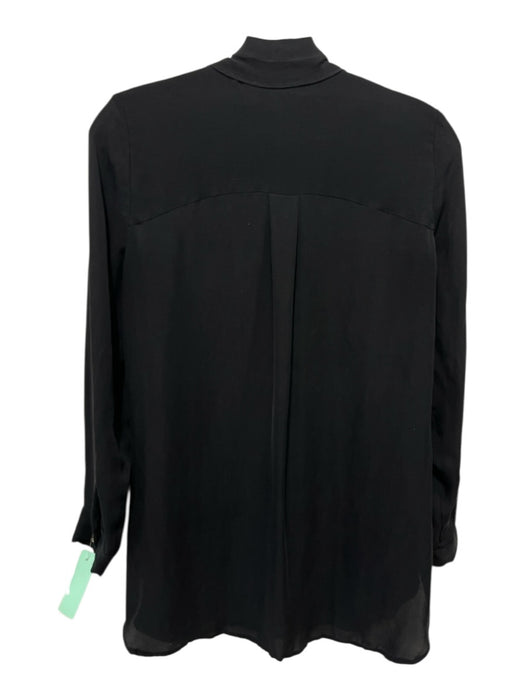 Marie Oliver Size S Black Silk Surplice Hook & Eye Long Sleeve Top Black / S