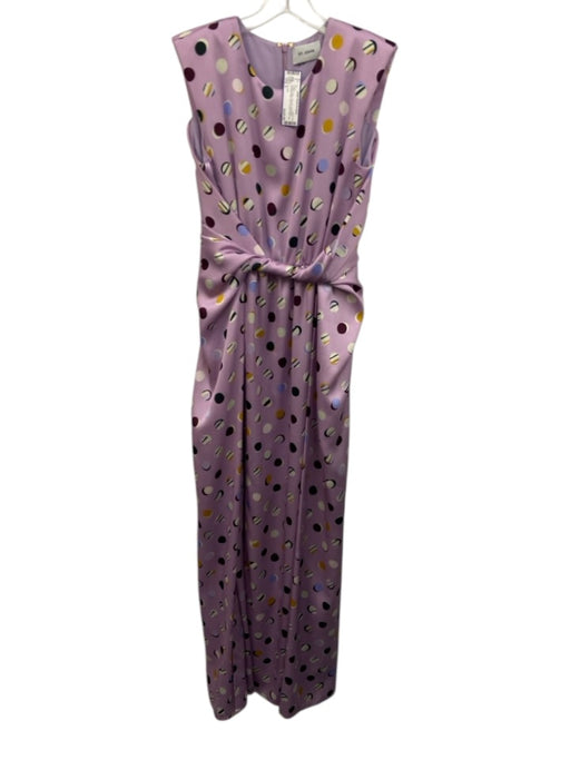St. John Size 0 Purple & Multi Polyester Sleeveless Shoulder Pads Dots Dress Purple & Multi / 0