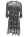 Cleobella Size S Slate Blue & Black Cotton Long Sleeve All Over Print Dress Slate Blue & Black / S