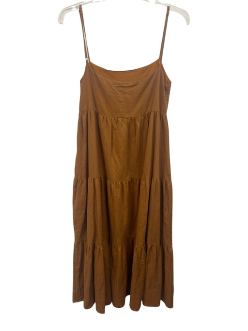 Charlie Holiday Size 4 Brown Linen & Cotton Sleeveless Pleats Midi Dress Brown / 4