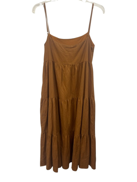 Charlie Holiday Size 4 Brown Linen & Cotton Sleeveless Pleats Midi Dress Brown / 4