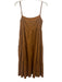 Charlie Holiday Size 4 Brown Linen & Cotton Sleeveless Pleats Midi Dress Brown / 4