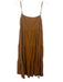 Charlie Holiday Size 4 Brown Linen & Cotton Sleeveless Pleats Midi Dress Brown / 4
