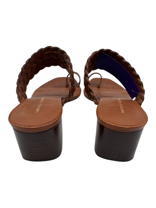 Loeffler Randall Shoe Size 8 Brown Leather Woven Detail toe strap Sandals Brown / 8