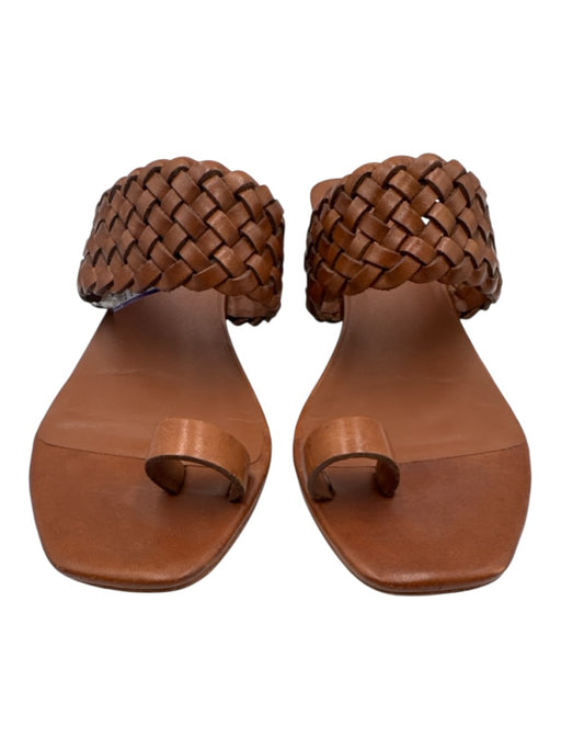 Loeffler Randall Shoe Size 8 Brown Leather Woven Detail toe strap Sandals Brown / 8