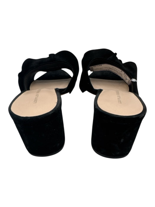 Loeffler Randall Shoe Size 8 Black Leather Ruffle Detail Block Heel Sandals Black / 8