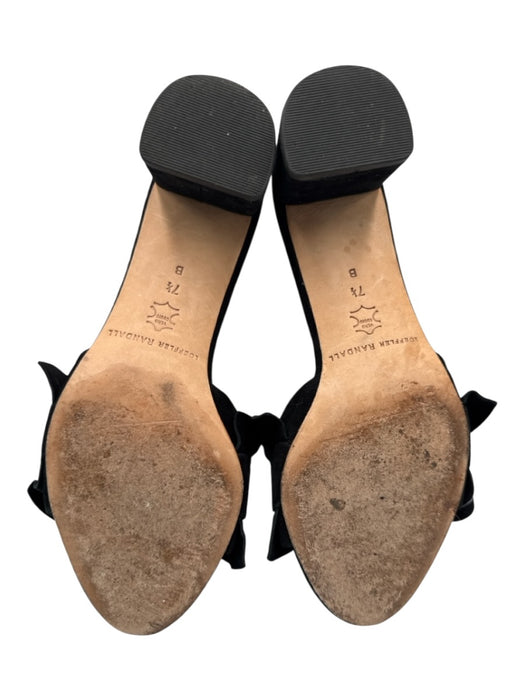 Loeffler Randall Shoe Size 8 Black Leather Ruffle Detail Block Heel Sandals Black / 8