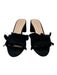 Loeffler Randall Shoe Size 8 Black Leather Ruffle Detail Block Heel Sandals Black / 8