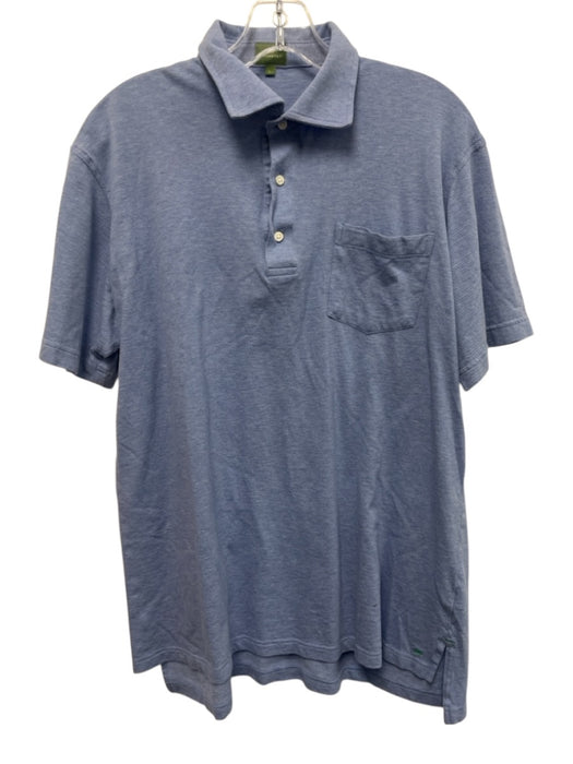 Sid Mashburn Light blue Cotton Solid Polo Men's Short Sleeve Light blue
