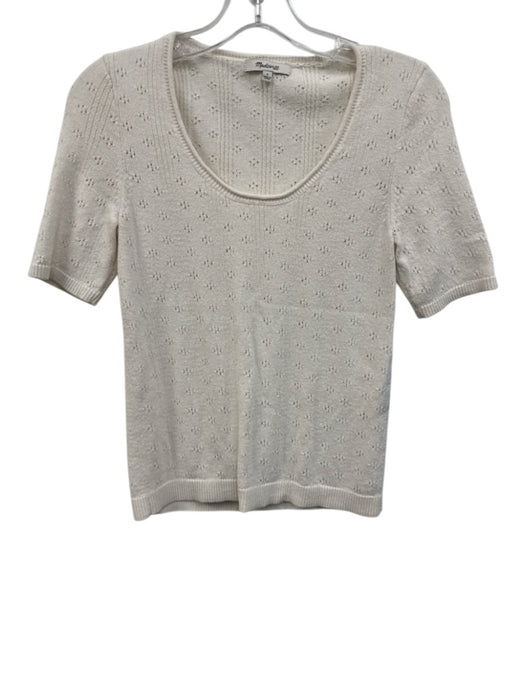 Madewell Size S White Cotton & Polyester Short Sleeve Crochet Knit Top White / S