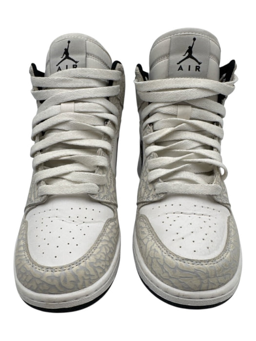 Air Jordan Shoe Size 39 White, Grey & Black Leather Abstract Print Sneakers White, Grey & Black / 39