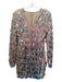 L'ATISTE Size M Lame Polyester Iridescent Applique Back Zip V Neck Dress Lame / M