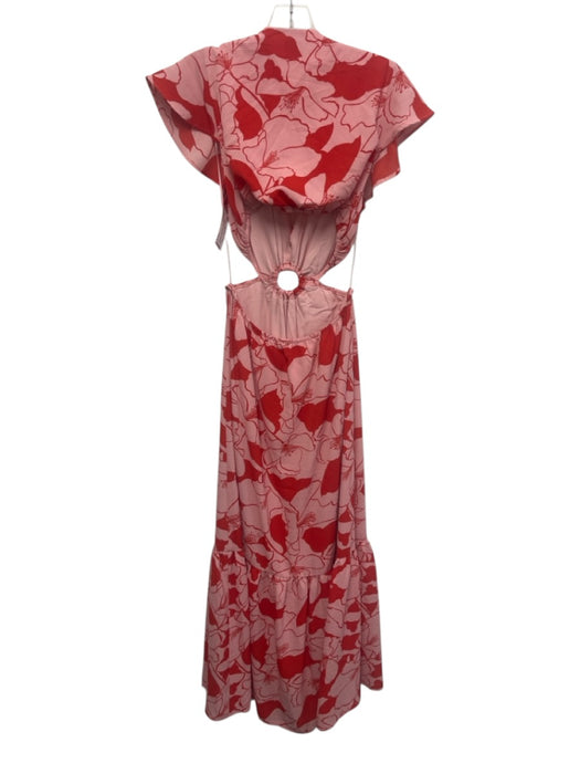 Sugarlips Size S Pink & Red Polyester Blend Floral Cap Sleeve Cutout Dress Pink & Red / S